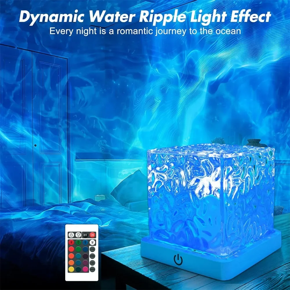 Rechargeable Creative Night Light – Cordless RGB 16-Color Adjustable Ocean Wave Projection Lamp with Remote-Controlled Dimming for Bedside Ambiance, Rotating Flame Water Ripple Light, Ideal for Restaurants, Bars, Display Cabinets, and Bedroom Decor
Rechargeable Creative Night Light – Cordless RGB 16-Color Adjustable Ocean Wave Projection Lamp with Remote-Controlled Dimming for Bedside Ambiance, Rotating Flame Water Ripple Light, Ideal for Restaurants, Bars, Display Cabinets, and Bedroom Decor