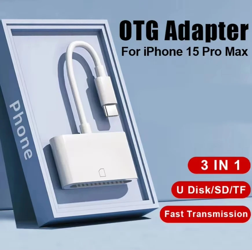 For iPhone 15 Pro Max SD TF Card Reader 3 In 1 TF SD Memory Card U Disk Conversion OTG Adapter For MacBook Samsung Huawei Xiaomi
For iPhone 15 Pro Max SD TF Card Reader 3 In 1 TF SD Memory Card U Disk Conversion OTG Adapter For MacBook Samsung Huawei Xiaomi