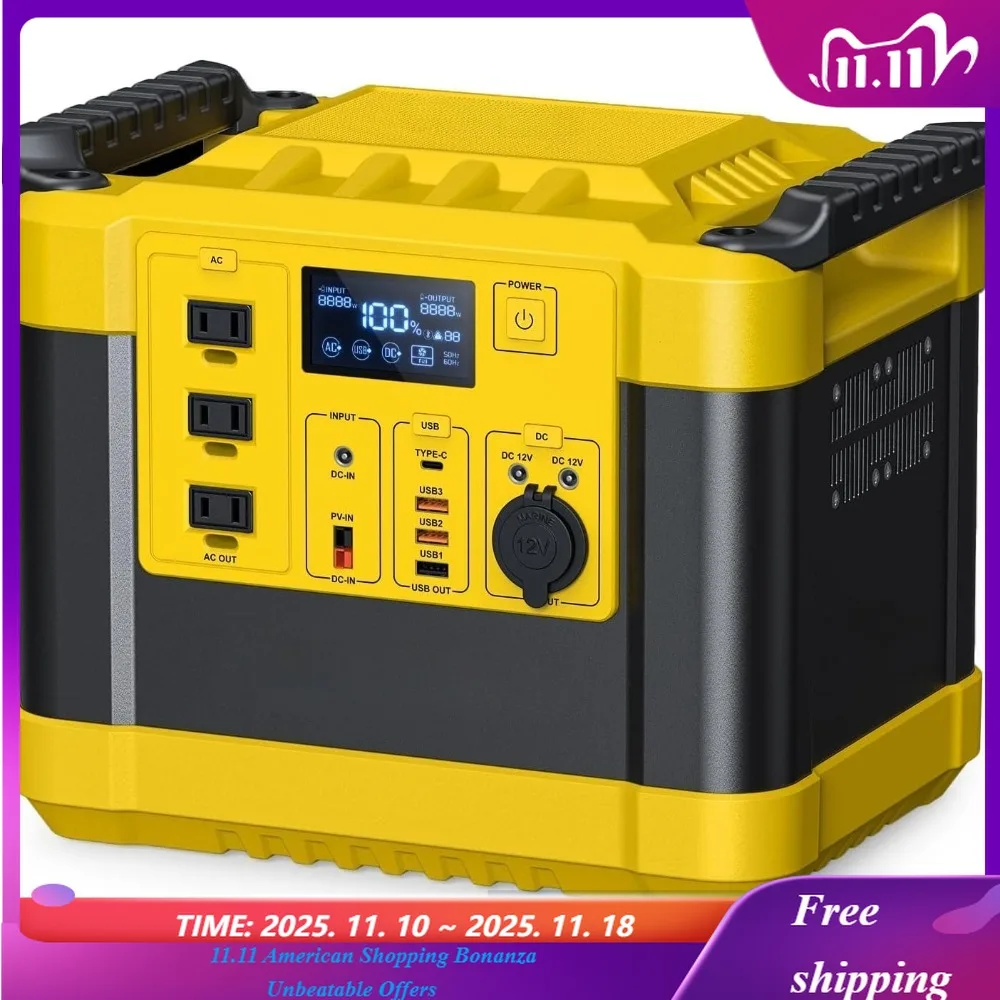 Солнечный генератор, электростанция 1120 Втч, 3 розетки переменного тока мощностью 1000 Вт (пиковая мощность 2000 Вт), выход USB-C 60 Вт, генератор для кемпинга, CPAP
Солнечный генератор, электростанция 1120 Втч, 3 розетки переменного тока мощностью 1000 Вт (пиковая мощность 2000 Вт), выход USB-C 60 Вт, генератор для кемпинга, CPAP