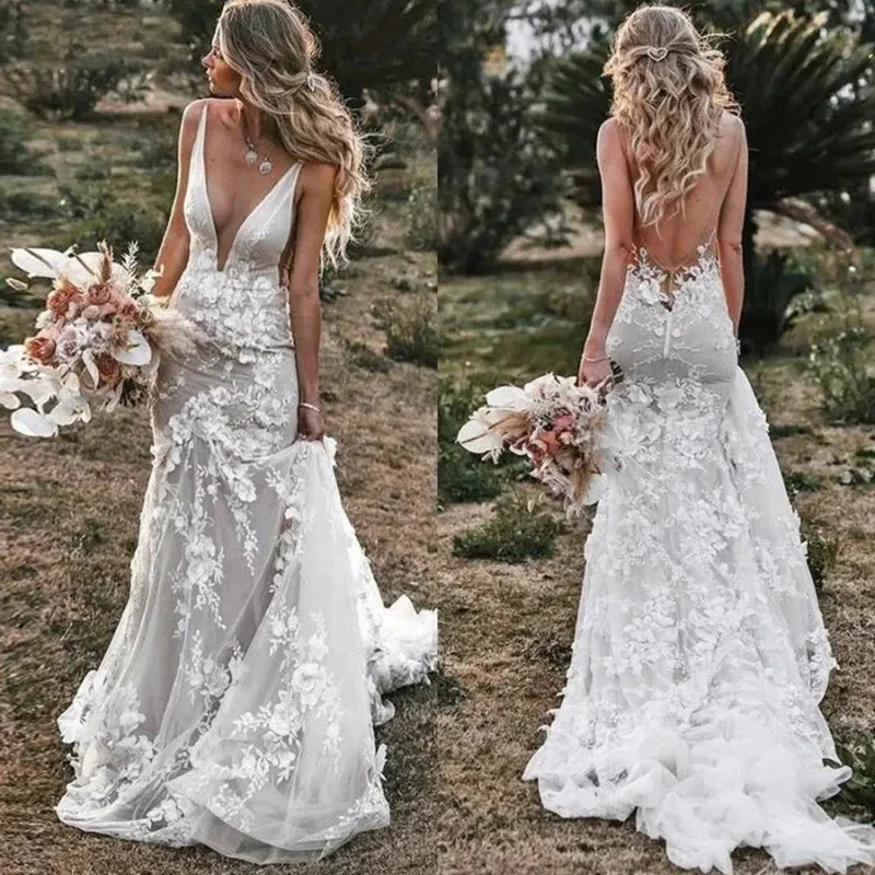Luxurious Wedding Dress Embroidered Lace On Net With 3d Flower Mermaid Ball Gown V-Neck Sleeveless Customized Vestido De Novia
Luxurious Wedding Dress Embroidered Lace On Net With 3d Flower Mermaid Ball Gown V-Neck Sleeveless Customized Vestido De Novia