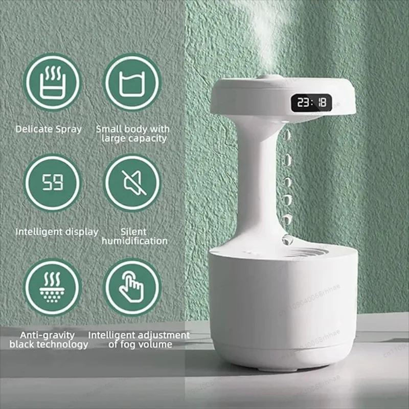 Household Humidifier for Bedroom Water Drop Backflow Anti-gravity Mini Silent Moist Air Spray Humidifier With Smart Display
Household Humidifier for Bedroom Water Drop Backflow Anti-gravity Mini Silent Moist Air Spray Humidifier With Smart Display