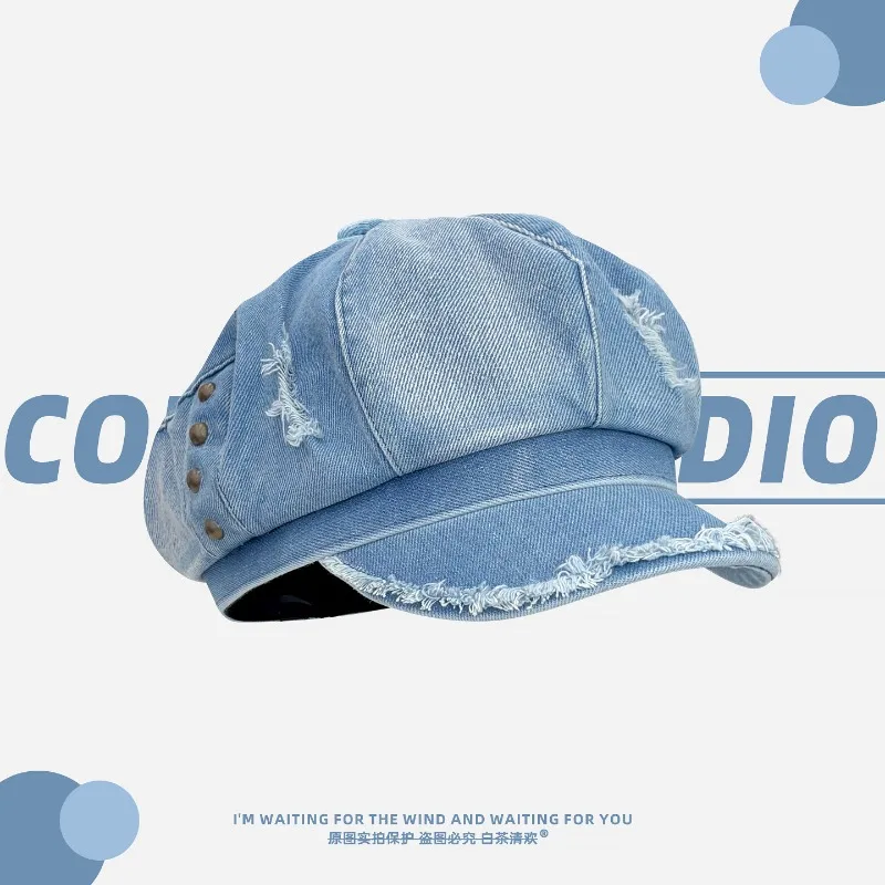 Japanese Washed Denim Octagonal Newsboy Cap for Men and Women Spring and Summer Fashion Rivet Shade British Painter Hat
Japanese Washed Denim Octagonal Newsboy Cap for Men and Women Spring and Summer Fashion Rivet Shade British Painter Hat