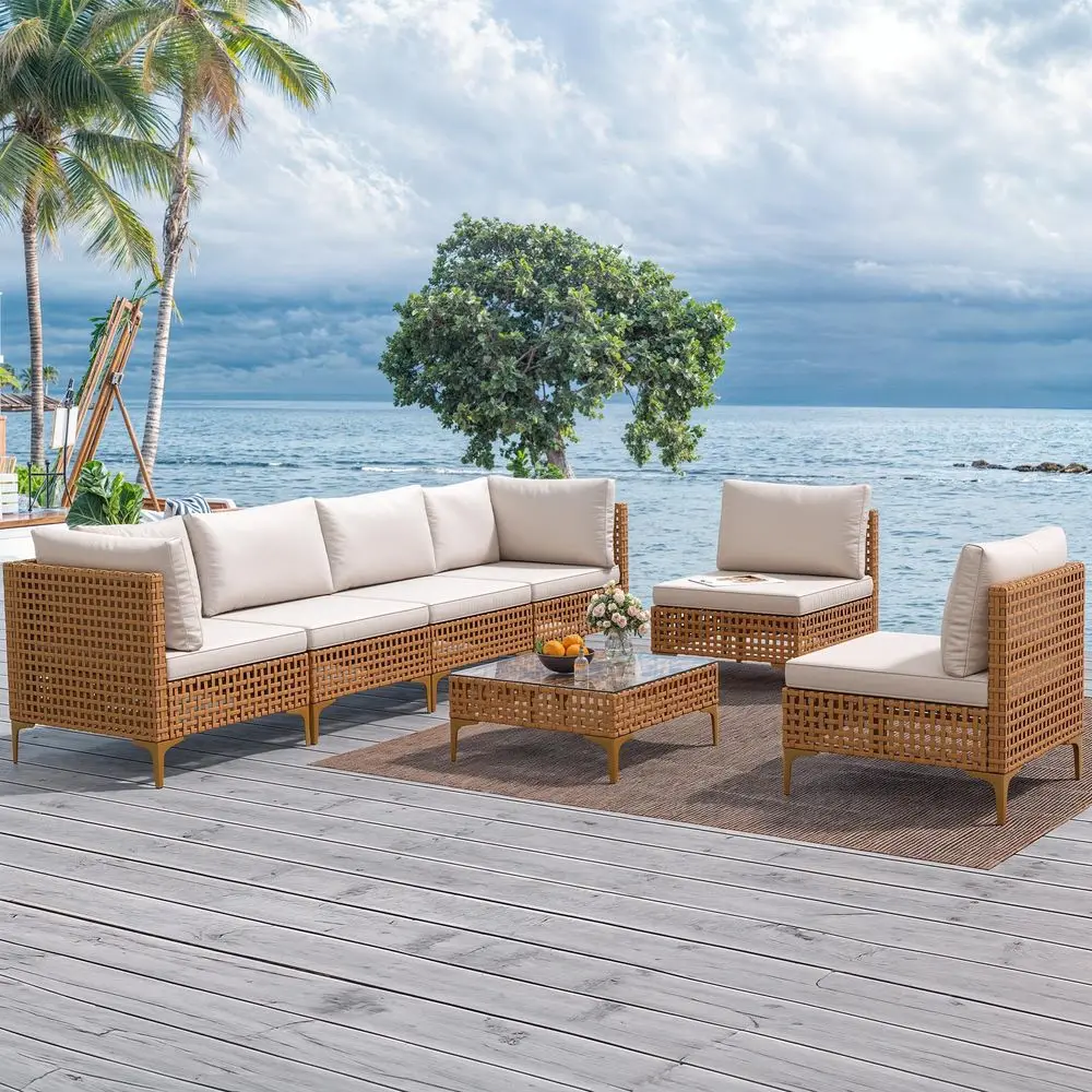 7Piece Patio Furniture Set, AllWeather PE Wicker Patio Conversation Set for Backyard Deck Poolside Porch, Outdoor Sectional Sof
7Piece Patio Furniture Set, AllWeather PE Wicker Patio Conversation Set for Backyard Deck Poolside Porch, Outdoor Sectional Sof
