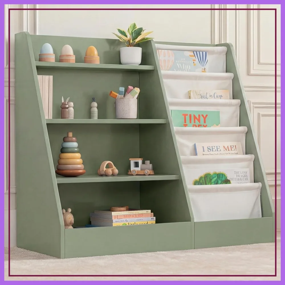 Kids Bookshelf 35.2x15.7x31.5 Inches, MDF Book Shelf with Soft & Hard Shelves for Toys & Books, Easy Access Storage Organizer for Children, Sage
Kids Bookshelf 35.2x15.7x31.5 Inches, MDF Book Shelf with Soft & Hard Shelves for Toys & Books, Easy Access Storage Organizer for Children, Sage
