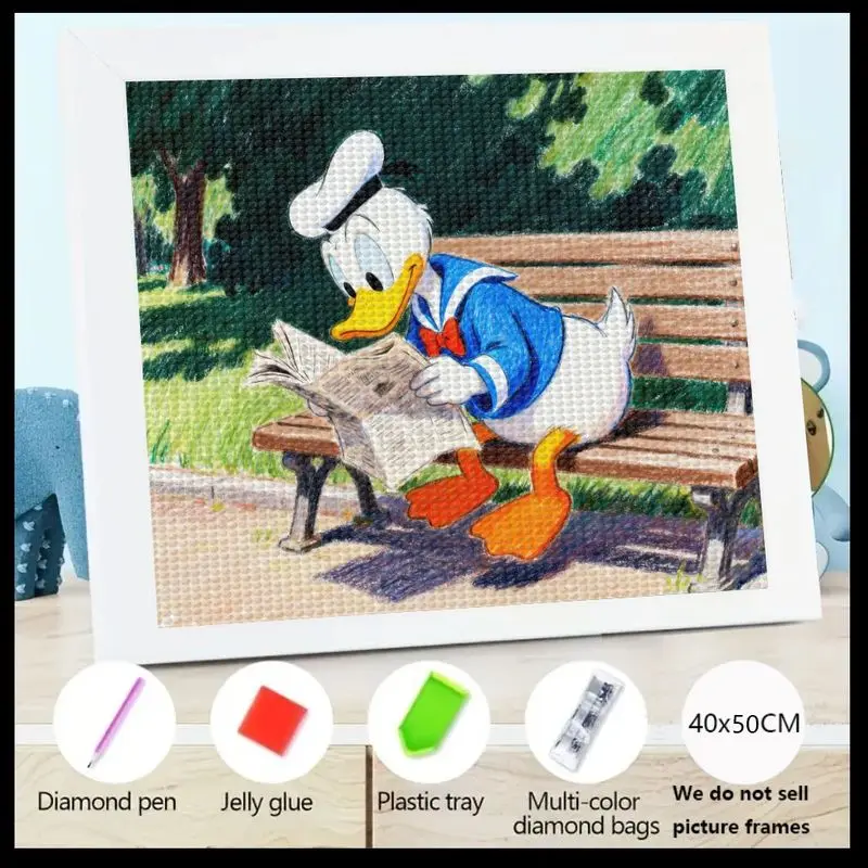1 шт., набор для алмазной живописи «Дональд Дак», 5D набор «сделай сам», полная дрель, персонаж мультфильма Диснея, чтение газеты на скамейке, хрустальные стразы
1 шт., набор для алмазной живописи «Дональд Дак», 5D набор «сделай сам», полная дрель, персонаж мультфильма Диснея, чтение газеты на скамейке, хрустальные стразы