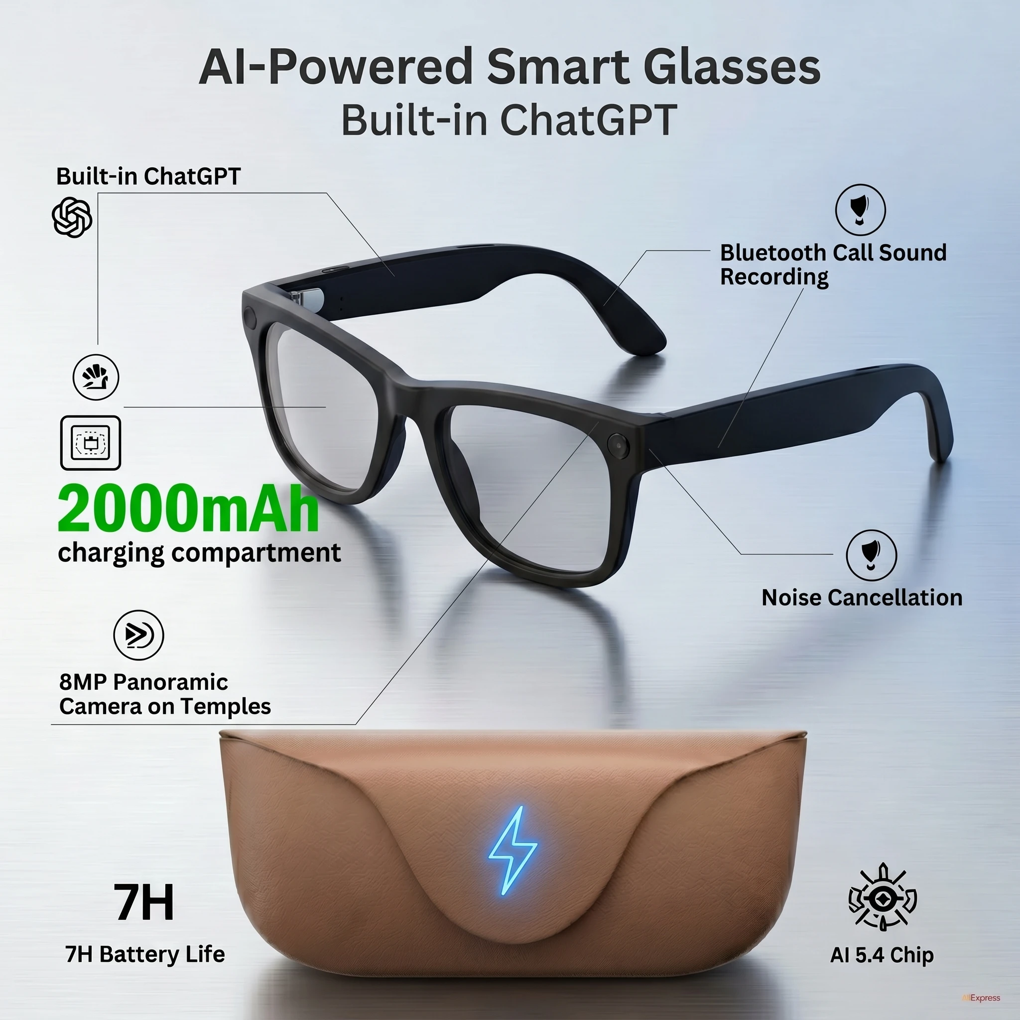 2026 MT5 Ultra AI Smart Glasses 8MP HD Camera Real-Time Language Translator Glasses Wireless Bluetooth Photo Video Recording
2026 MT5 Ultra AI Smart Glasses 8MP HD Camera Real-Time Language Translator Glasses Wireless Bluetooth Photo Video Recording