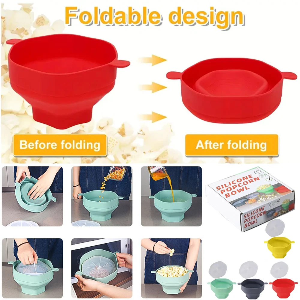 Silicone Popcorn Bowl Foldable Popcorn Maker Bucket Bowl with Lid Folding Microwave Popcorn Kitchen Tool with Box Easy Storage
Silicone Popcorn Bowl Foldable Popcorn Maker Bucket Bowl with Lid Folding Microwave Popcorn Kitchen Tool with Box Easy Storage