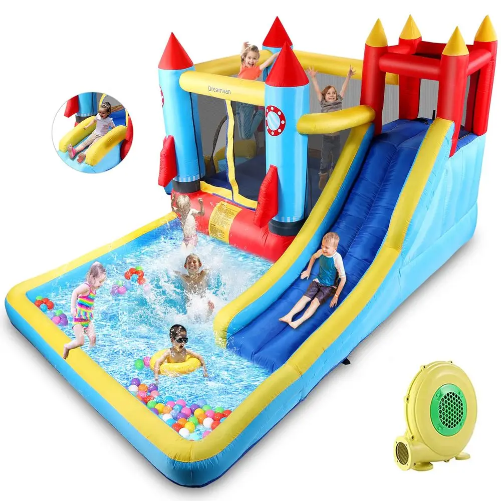 House,Inflatable Bounce Castle with Blower for Kids 312,Outdoor Indoor Bouncy House Water Park for Backyard with 2 Splash Slide
House,Inflatable Bounce Castle with Blower for Kids 312,Outdoor Indoor Bouncy House Water Park for Backyard with 2 Splash Slide