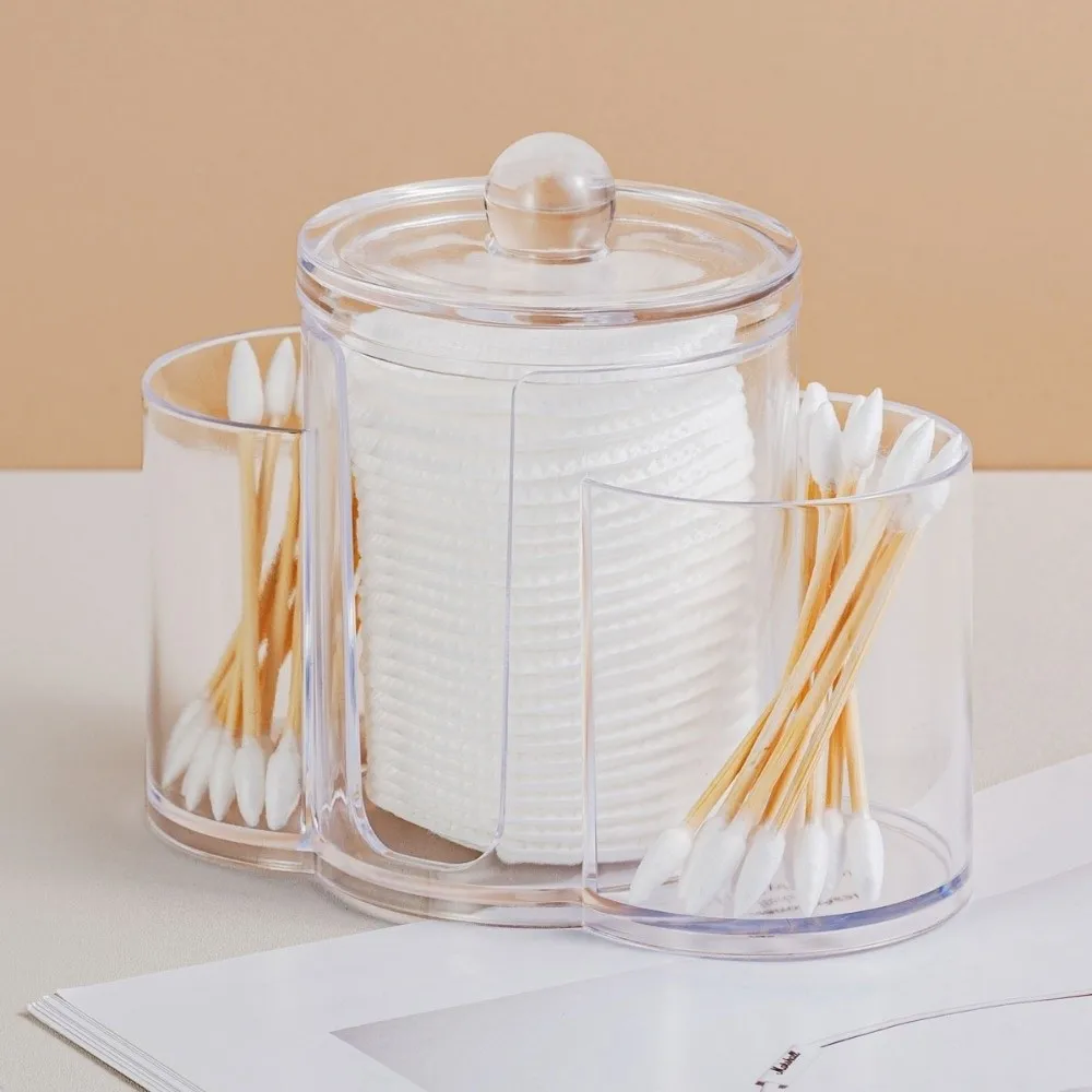 3-in-1 Cotton Swab Holder Dust-proof Transparent Cotton Pad Box Multi-function Bathroom Tissue Jar Storage Container for Makeup
3-in-1 Cotton Swab Holder Dust-proof Transparent Cotton Pad Box Multi-function Bathroom Tissue Jar Storage Container for Makeup