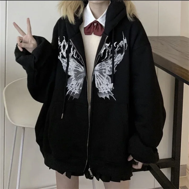American Street Butterfly Print Designs Hoodie Women Y2k New Harajuku Kpop Zipped Coats Sweatshirts Couple Loose Tops Y2k Hoodie
American Street Butterfly Print Designs Hoodie Women Y2k New Harajuku Kpop Zipped Coats Sweatshirts Couple Loose Tops Y2k Hoodie