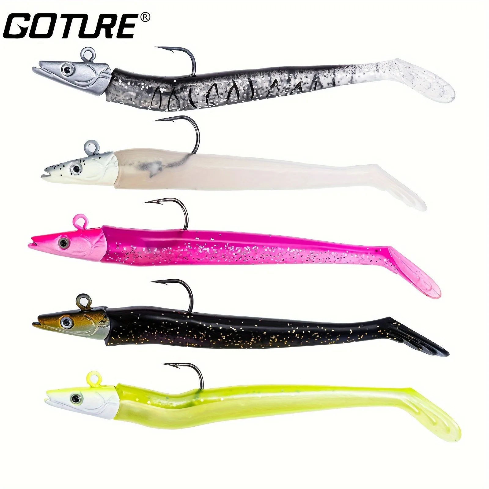 Goture 12.5cm 16g Sinking Eel Jig Head Soft Lure 3D Eyes Paddle T-tail Swim Action Artificial Bait for Pike Bass Cod Fishing
Goture 12.5cm 16g Sinking Eel Jig Head Soft Lure 3D Eyes Paddle T-tail Swim Action Artificial Bait for Pike Bass Cod Fishing
