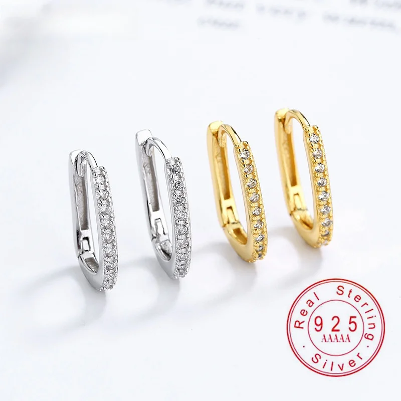 925 Sterling Silver Half Zircon Hoop Earrings, Mini Oval Huggie Ear Buckle, Hypoallergenic Piercing Jewelry for Women
925 Sterling Silver Half Zircon Hoop Earrings, Mini Oval Huggie Ear Buckle, Hypoallergenic Piercing Jewelry for Women