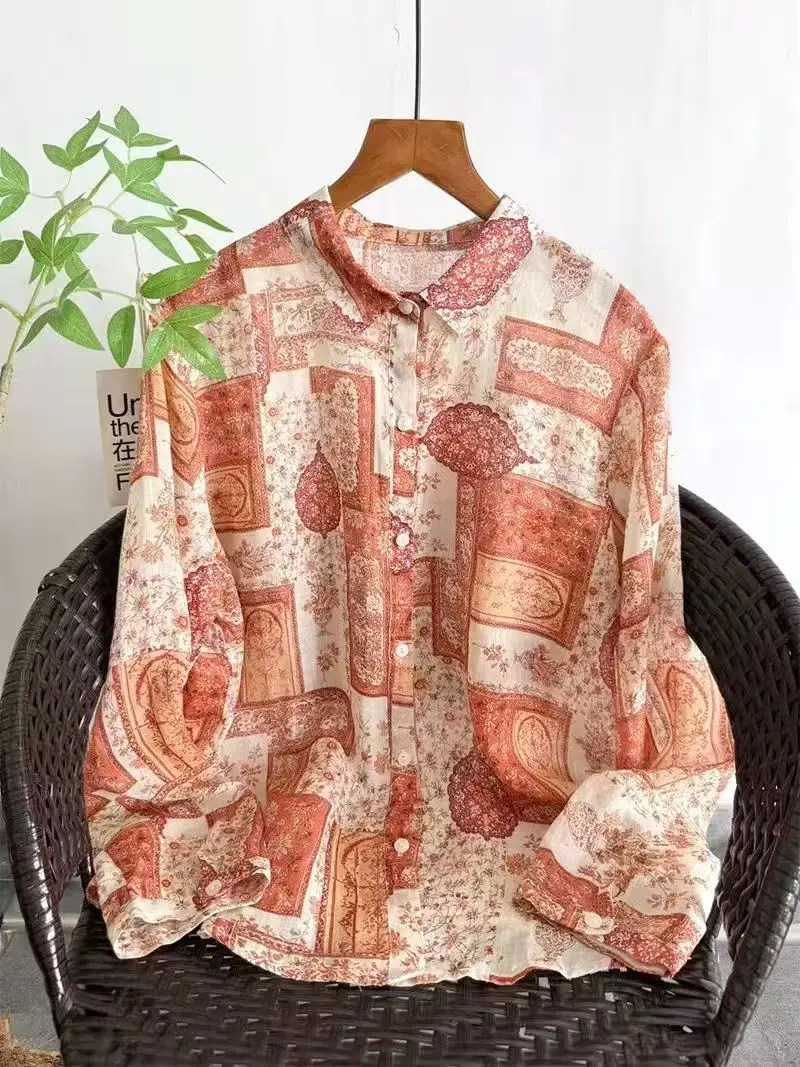 2026 Women's ramie shirts ethnic design leaves print shirts and blouses for women summer vintage breathable long sleeve tops
2026 Women's ramie shirts ethnic design leaves print shirts and blouses for women summer vintage breathable long sleeve tops