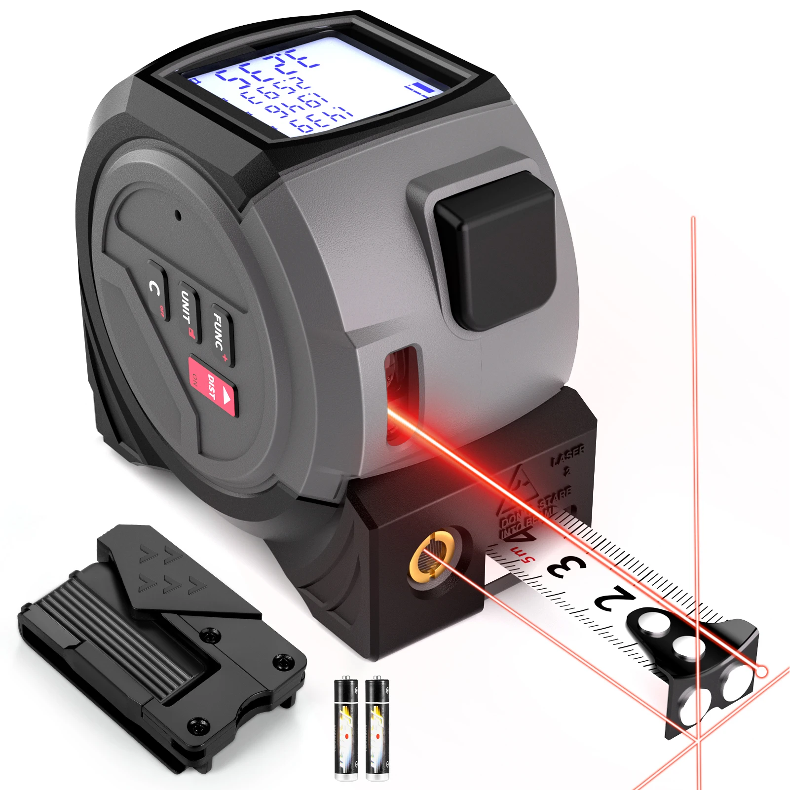 40M/60M Laser Tape Measure 3 in 1 Laser Measure Level-Meter Laser 5M Tape Measure with Pythagorean M/ft/in Unit Conversion
40M/60M Laser Tape Measure 3 in 1 Laser Measure Level-Meter Laser 5M Tape Measure with Pythagorean M/ft/in Unit Conversion