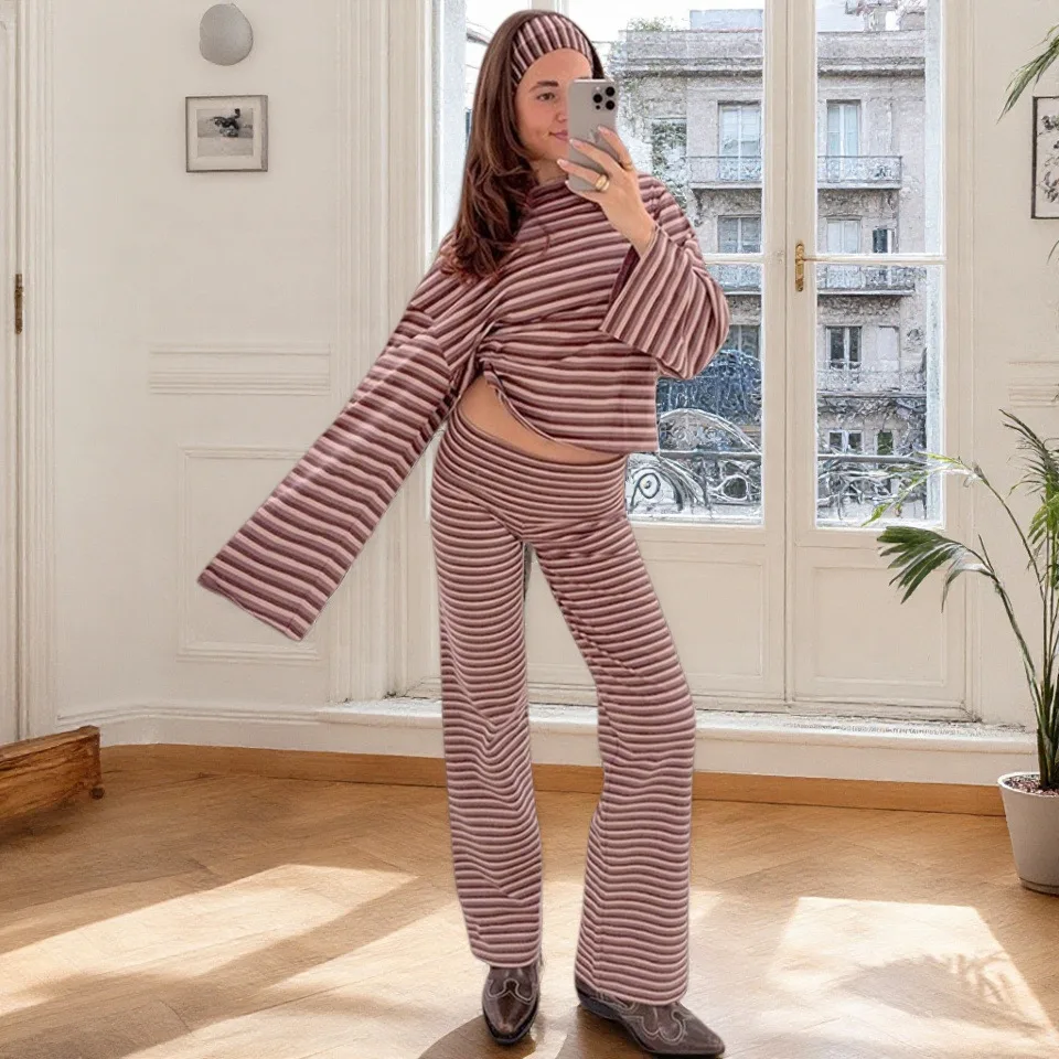 Apprabant женский асимметричный полосатый топ на одно плечо с длинными рукавами и широкими штанинами, модный повседневный комплект из двух предметов, уличная одежда
Apprabant женский асимметричный полосатый топ на одно плечо с длинными рукавами и широкими штанинами, модный повседневный комплект из двух предметов, уличная одежда