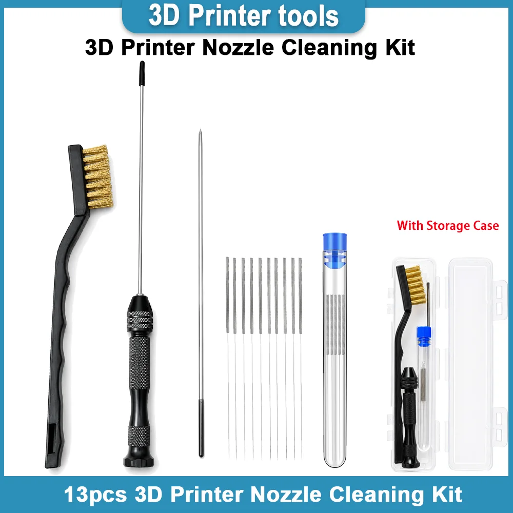 3D Printer Nozzle Cleaning Kit with Storage Case, 0.4mm Cleaning Needles Copper Wire Brush Soft Handle Tool for 1.75mm Nozzles
3D Printer Nozzle Cleaning Kit with Storage Case, 0.4mm Cleaning Needles Copper Wire Brush Soft Handle Tool for 1.75mm Nozzles