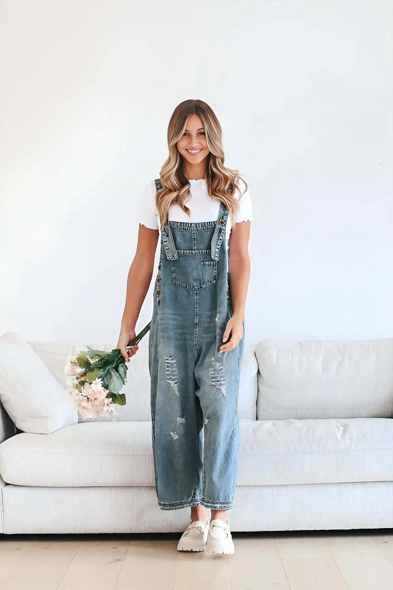 Women's Vintage Distressed Denim Overalls - Retro Wide-Leg Jumpsuit with Adjustable Straps-Fashion Boho Oversized Jean Dungarees
Women's Vintage Distressed Denim Overalls - Retro Wide-Leg Jumpsuit with Adjustable Straps-Fashion Boho Oversized Jean Dungarees