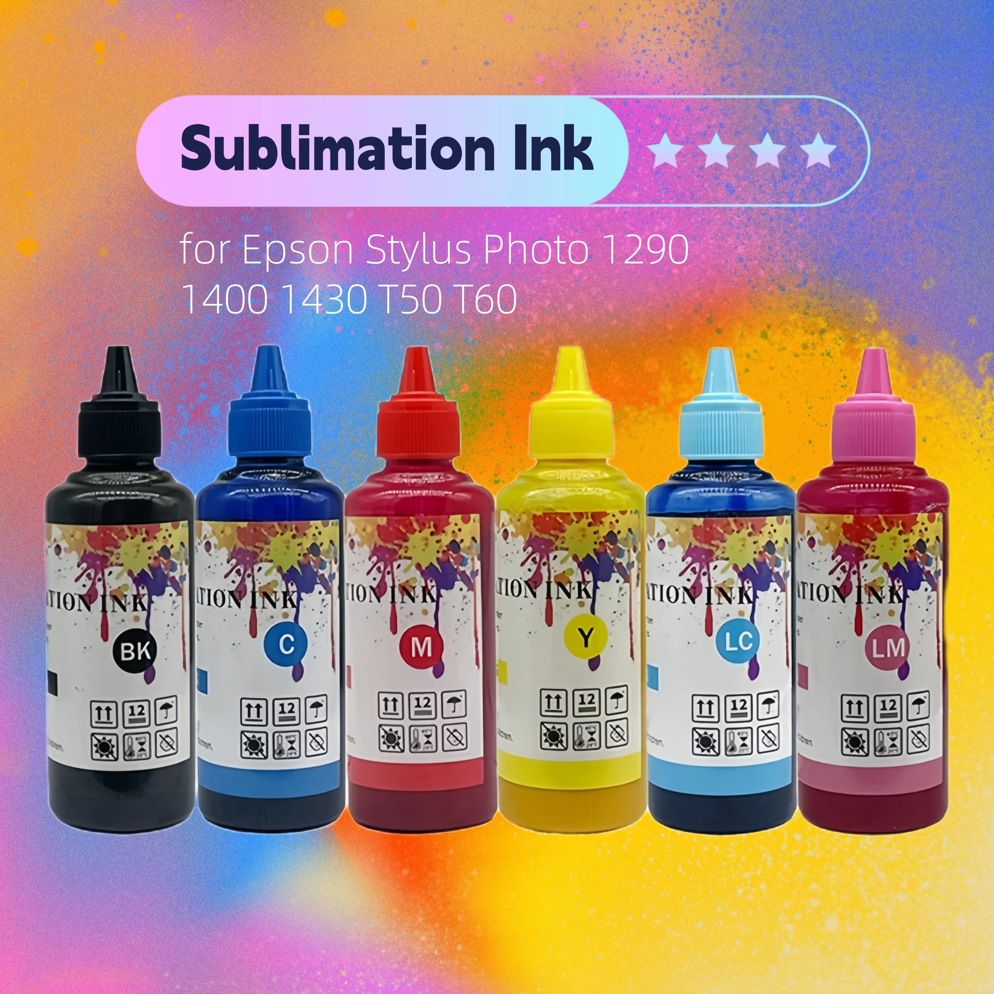 Sublimation Ink Compatible for Epson Stylus Photo 1290 1400 1430 T50 T60 Printer 6 Color Sublimation Ink
Sublimation Ink Compatible for Epson Stylus Photo 1290 1400 1430 T50 T60 Printer 6 Color Sublimation Ink