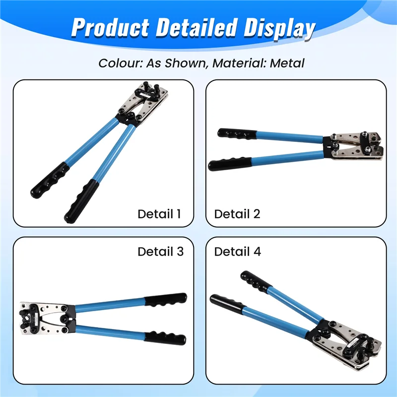 A01F-HX-50B Cable Lug Crimping Tool Kit 60Pcs Copper Ring Terminals 10-1/0 AWG 8 Sizes For Heavy Duty Wire Connections
A01F-HX-50B Cable Lug Crimping Tool Kit 60Pcs Copper Ring Terminals 10-1/0 AWG 8 Sizes For Heavy Duty Wire Connections
