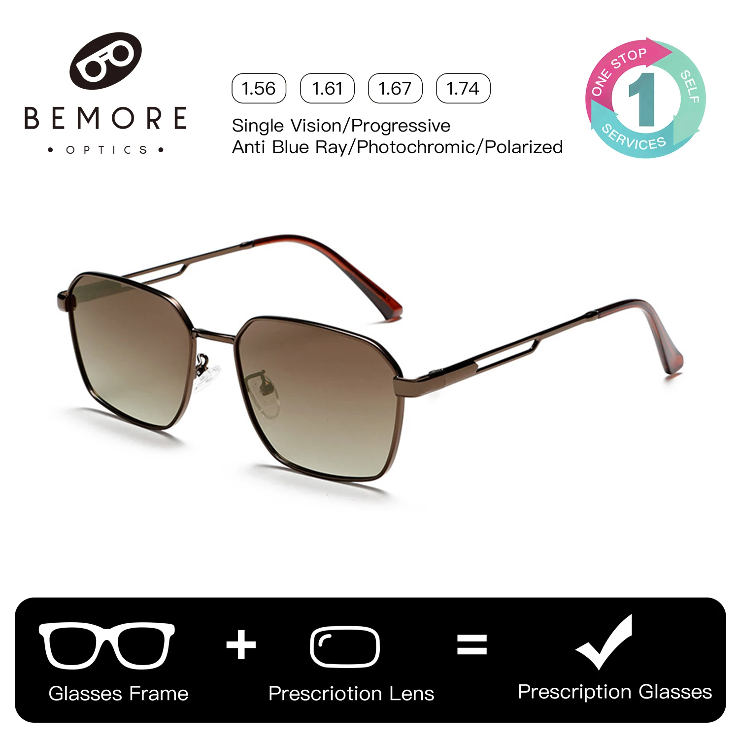 BEMORE Minus Prescription Glasses For Men Square Alloy Polarized UV400 Myopia Shadow Sun Optical Eyeglasses
BEMORE Minus Prescription Glasses For Men Square Alloy Polarized UV400 Myopia Shadow Sun Optical Eyeglasses