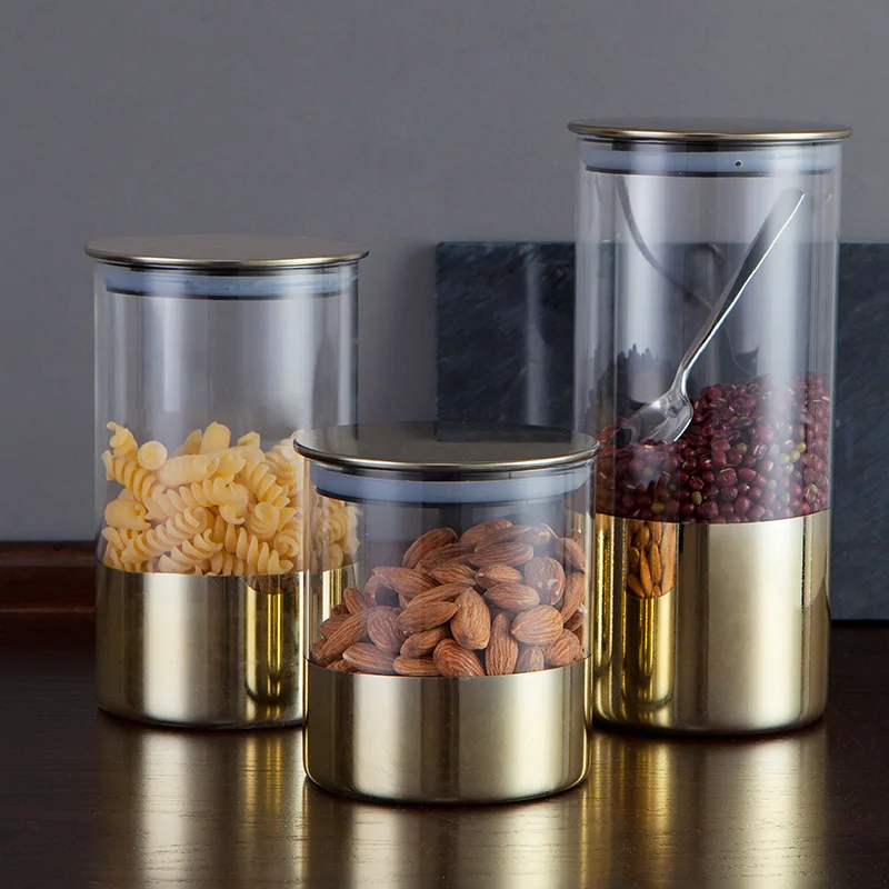 Glass Sealed Jar Home Kitchen Food Storage Container American Fashion Gold Large Capacity Coffee Tea Glass Storage Organizer
Glass Sealed Jar Home Kitchen Food Storage Container American Fashion Gold Large Capacity Coffee Tea Glass Storage Organizer