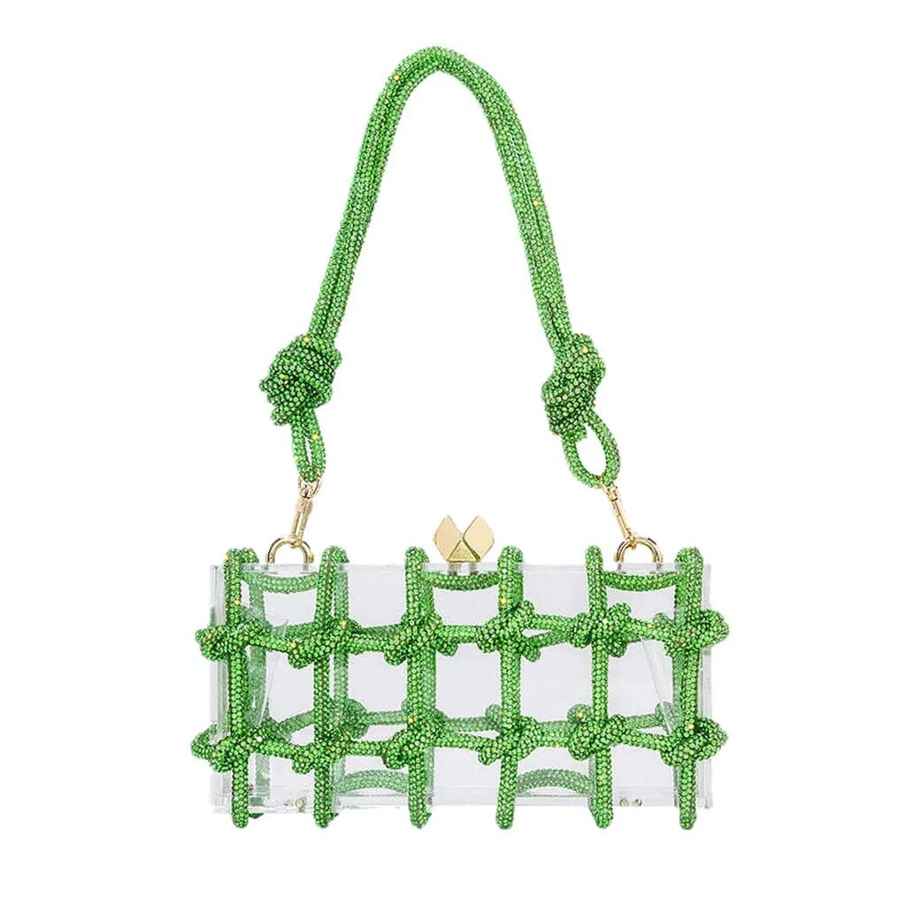 Sparkly Green Rhinestone Acrylic Clutch Clear Box Evening Bag Rope Knot Handbag For Casual Formal
Sparkly Green Rhinestone Acrylic Clutch Clear Box Evening Bag Rope Knot Handbag For Casual Formal