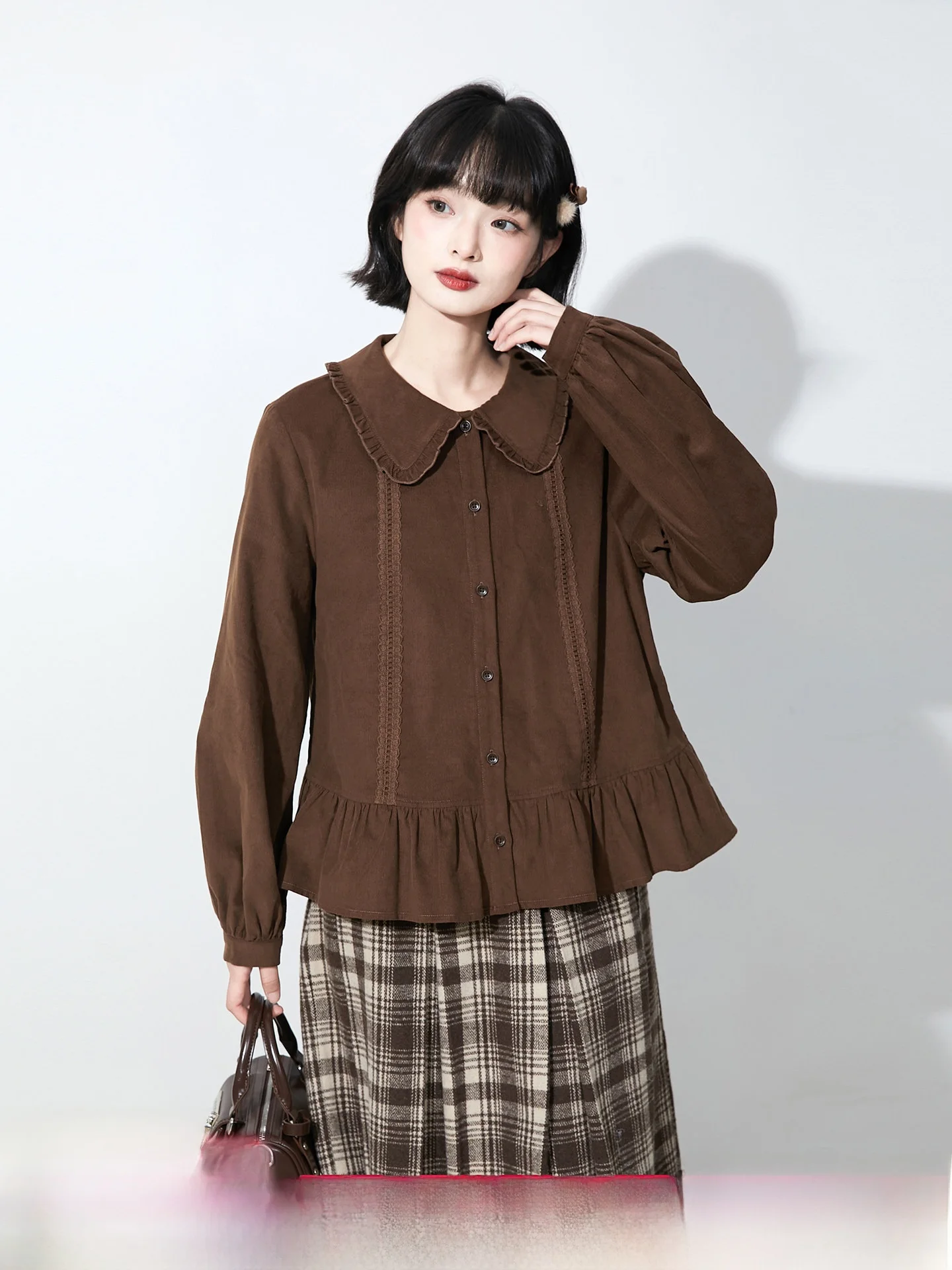 Original Design Long Sleeve Doll Collar Lantern Sleeve Shirt Women's Winter Cotton Sweet Style Loose Fit Traditional Mocha Brown
Original Design Long Sleeve Doll Collar Lantern Sleeve Shirt Women's Winter Cotton Sweet Style Loose Fit Traditional Mocha Brown