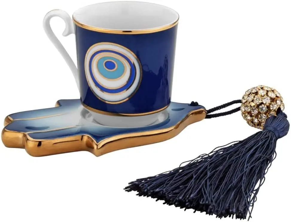 LaModaHome Espresso Coffee Cups Set, Evil Eye and Hamsa Hand Designed Set for One Person
LaModaHome Espresso Coffee Cups Set, Evil Eye and Hamsa Hand Designed Set for One Person
