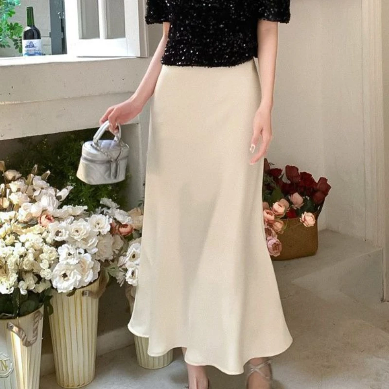 Elegant Women's Skirts High Waist Silk Satin A-line Skirt Lady Fashion Solid Color Purple Long Skirts for Women Fashion 2025
Elegant Women's Skirts High Waist Silk Satin A-line Skirt Lady Fashion Solid Color Purple Long Skirts for Women Fashion 2025
