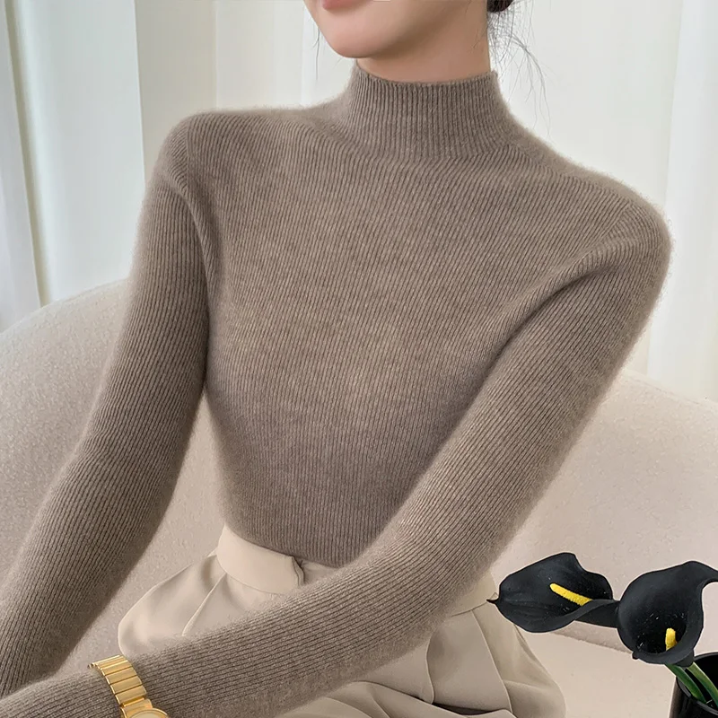 Women's Semi-High Neck Cashmere Sweater, Pure Cashmere, Slim Bottoming Shirt, Slim Knit Sweater
Women's Semi-High Neck Cashmere Sweater, Pure Cashmere, Slim Bottoming Shirt, Slim Knit Sweater