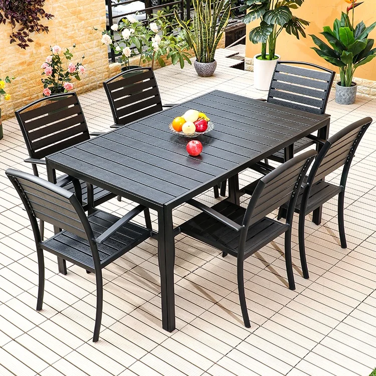 7 Pcs Outdoor Garden Wood Furniture Aluminum Plastic Wood Dining Table and Chairs
7 Pcs Outdoor Garden Wood Furniture Aluminum Plastic Wood Dining Table and Chairs