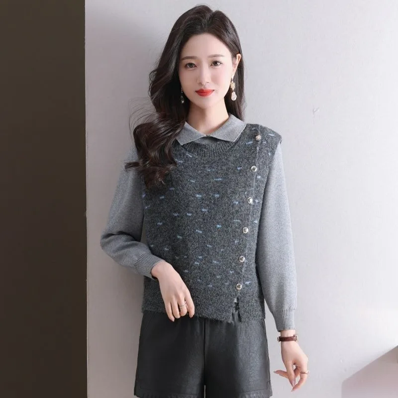 Вязаный жилет с круглым вырезом, осенне-зимний новый свитер без рукавов, жилет, модный высококачественный модный верхний топ
Вязаный жилет с круглым вырезом, осенне-зимний новый свитер без рукавов, жилет, модный высококачественный модный верхний топ