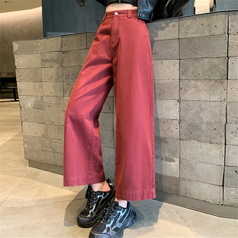 Autumn Red Women's Wide Leg Pants 2024 New High Waist Korean Cotton Casual Straight Ankle Length Pants Pocket Female
Autumn Red Women's Wide Leg Pants 2024 New High Waist Korean Cotton Casual Straight Ankle Length Pants Pocket Female