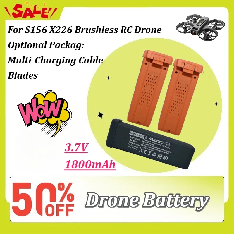 3.7V 1800mAh Drone Battery for S156 X226 Brushless RC Drone with Optional Blades & Multi-Charging Cable Replacement Spare Parts
3.7V 1800mAh Drone Battery for S156 X226 Brushless RC Drone with Optional Blades & Multi-Charging Cable Replacement Spare Parts