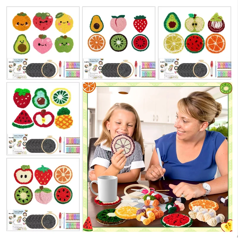 6pcs/Set Fruit Pattern DIY Punch Needle with Coasters Kit for Beginners Dog Punch Needle Kit Complete Embroidery Starter Set
6pcs/Set Fruit Pattern DIY Punch Needle with Coasters Kit for Beginners Dog Punch Needle Kit Complete Embroidery Starter Set