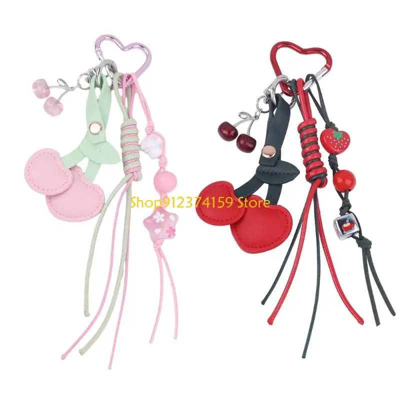 G5AE Fashion Cherry Design Keychain Stylish Bag Charm Practical Braided Rope Craft Decoration For Casual Outfit Enhancement
G5AE Fashion Cherry Design Keychain Stylish Bag Charm Practical Braided Rope Craft Decoration For Casual Outfit Enhancement