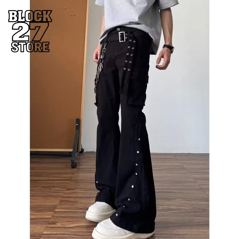 Mens Pants Harajuku Designer Metal Belt Flared Dress Trousers Draped High Casual Black Straight Leg Pants Streetwear Fashion New
Mens Pants Harajuku Designer Metal Belt Flared Dress Trousers Draped High Casual Black Straight Leg Pants Streetwear Fashion New