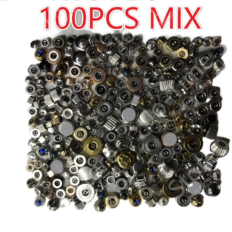 100pcs Mixed Waterproof Steel Watch Crown Handles Various Sizes And Colors Steel DIY Watchmaker Accessory
100pcs Mixed Waterproof Steel Watch Crown Handles Various Sizes And Colors Steel DIY Watchmaker Accessory