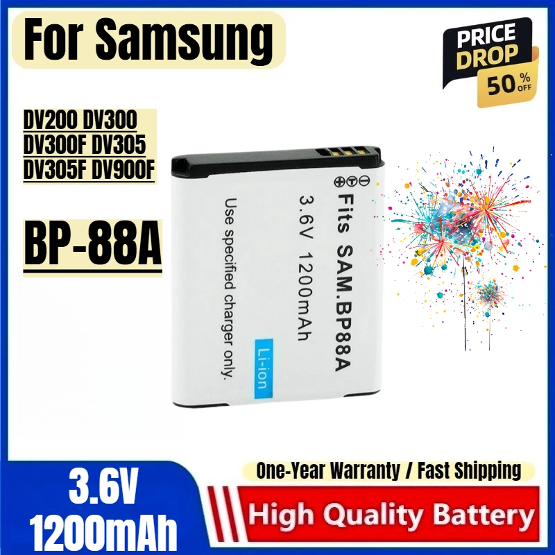 BP-88A Battery 3.6V 1200mAh Rechargeable Batteries and Charger for Samsung DV200 DV300 DV300F DV305 DV305F DV900F Camera Battery
BP-88A Battery 3.6V 1200mAh Rechargeable Batteries and Charger for Samsung DV200 DV300 DV300F DV305 DV305F DV900F Camera Battery