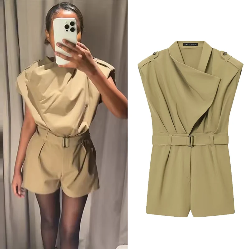 Women Short Bodysuit 2025 Summer Autumn Women New Fashion Solid Color With Belt Decoration Short Jumpsuit Women Leisure Bodysuit
Women Short Bodysuit 2025 Summer Autumn Women New Fashion Solid Color With Belt Decoration Short Jumpsuit Women Leisure Bodysuit