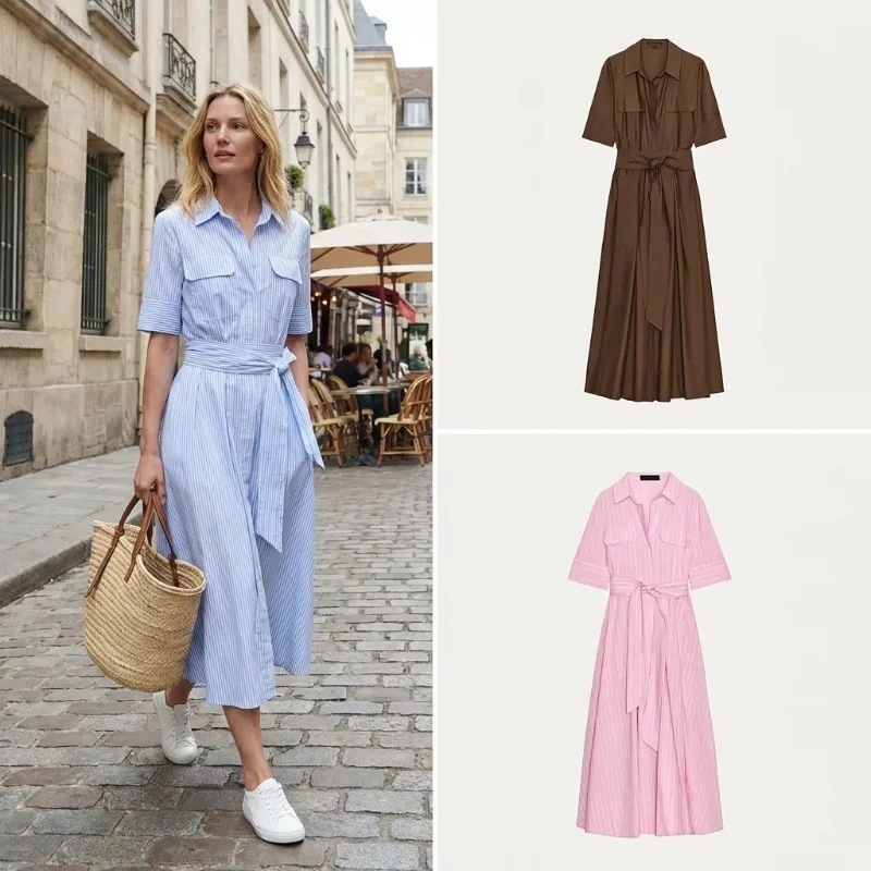 Casual Shirt Dress Women's Versatile Summer New Style Summer Chiffon High Waist A-Line Skirt Short Sleeve Loose Fit Sing
Casual Shirt Dress Women's Versatile Summer New Style Summer Chiffon High Waist A-Line Skirt Short Sleeve Loose Fit Sing