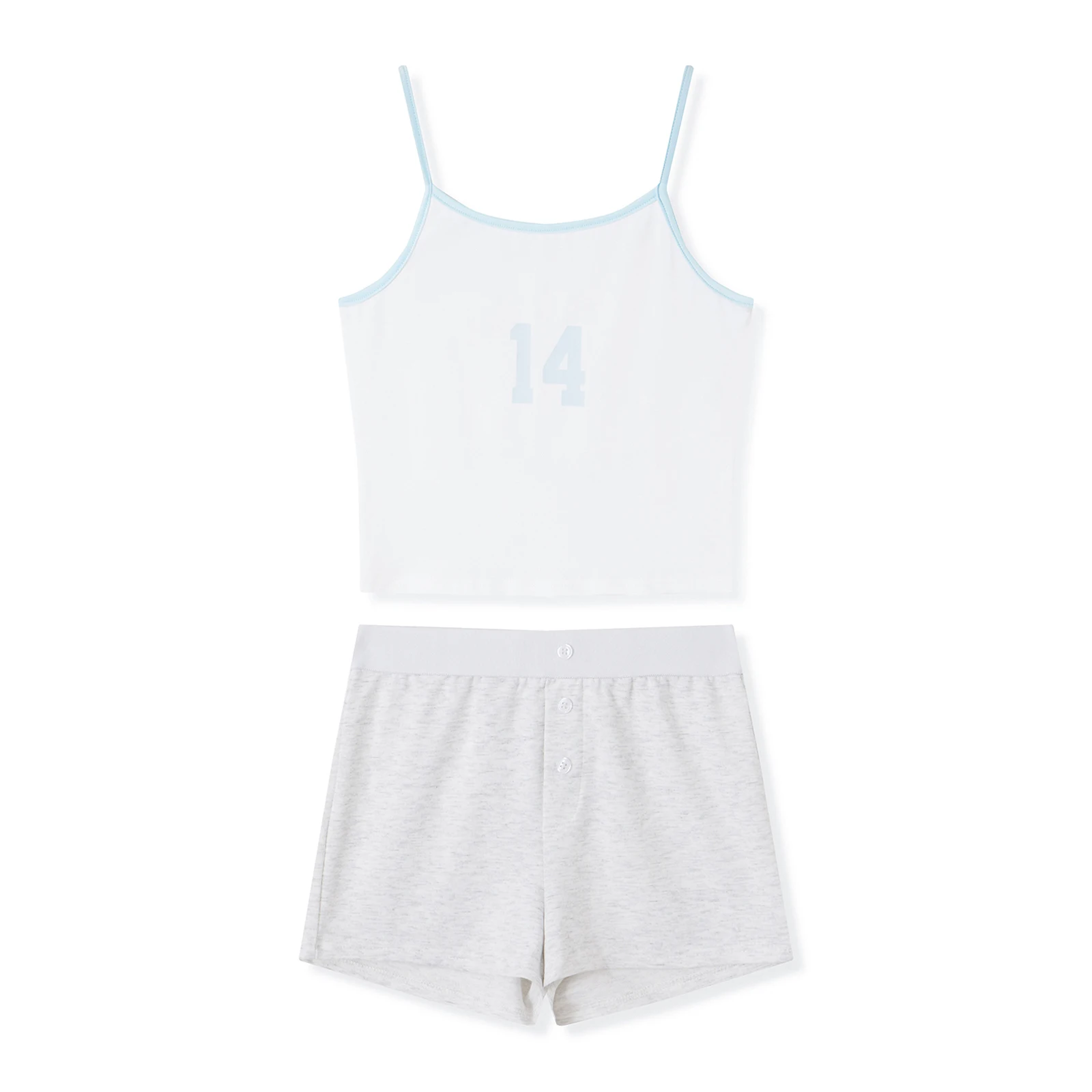 Женский летний комплект одежды для дома из 2 предметов Y2K, топы на бретельках с буквенным принтом + эластичная талия, декор на пуговицах, шорты, спортивные костюмы
Женский летний комплект одежды для дома из 2 предметов Y2K, топы на бретельках с буквенным принтом + эластичная талия, декор на пуговицах, шорты, спортивные костюмы