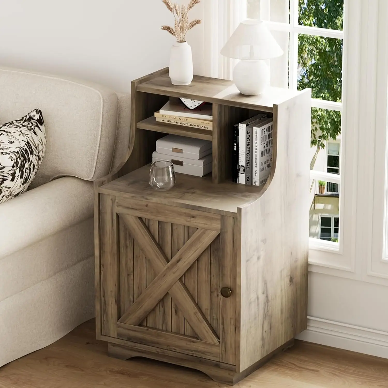 Farmhouse Nightstand With Hutch, 30" Tall Night Stand With Storage, Tall Bedside Table End Table For Bedroom Living, Customized
Farmhouse Nightstand With Hutch, 30" Tall Night Stand With Storage, Tall Bedside Table End Table For Bedroom Living, Customized
