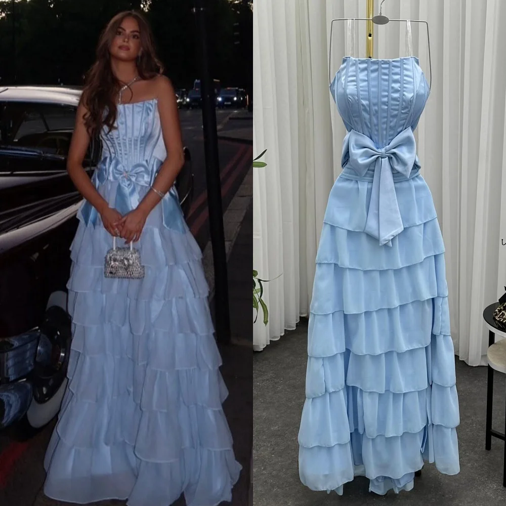 Customized Matching Fashion Jersey Pleat Tiered A-line Bow A-line Strapless Long Dresses Bespoke Occasion Dresses Modern Style
Customized Matching Fashion Jersey Pleat Tiered A-line Bow A-line Strapless Long Dresses Bespoke Occasion Dresses Modern Style