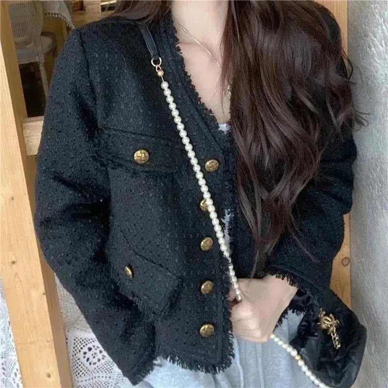 Korean Chic Tweed Jacket Women Casual All Match Elegant Temperament Loose Outerwear Female Autumn Winter Long Sleeve Coats
Korean Chic Tweed Jacket Women Casual All Match Elegant Temperament Loose Outerwear Female Autumn Winter Long Sleeve Coats