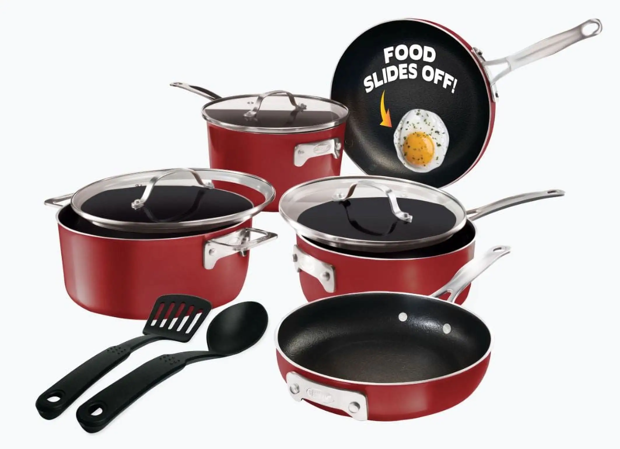 10 Pc STACKMASTER Nonstick Pots and Pans Set Ceramic Cookware Kitchen Set With Stay Cool Handles, Stackable, Tempered Glass Lids
10 Pc STACKMASTER Nonstick Pots and Pans Set Ceramic Cookware Kitchen Set With Stay Cool Handles, Stackable, Tempered Glass Lids
