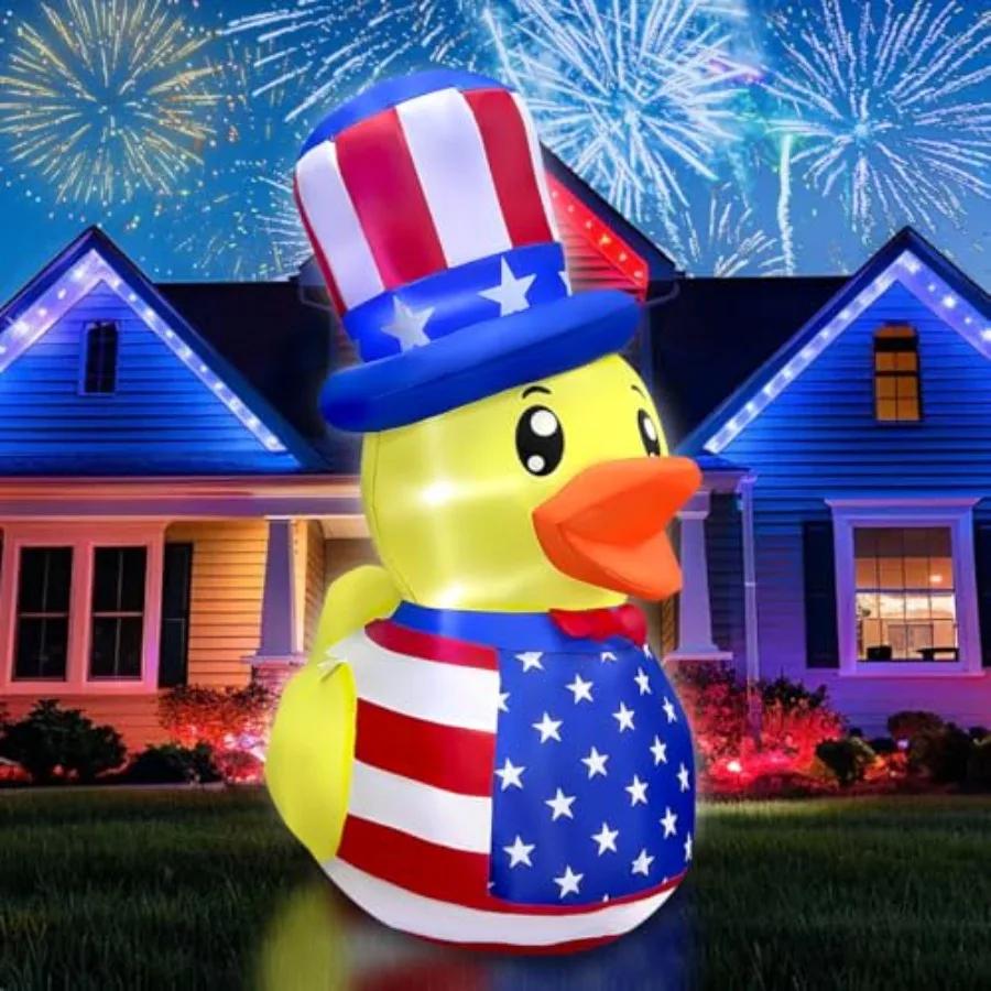 Outdoor 5FT inflatable duck decoration for Independence Day, PVC material, red-white-blue color, built-in LED lights for night
Outdoor 5FT inflatable duck decoration for Independence Day, PVC material, red-white-blue color, built-in LED lights for night