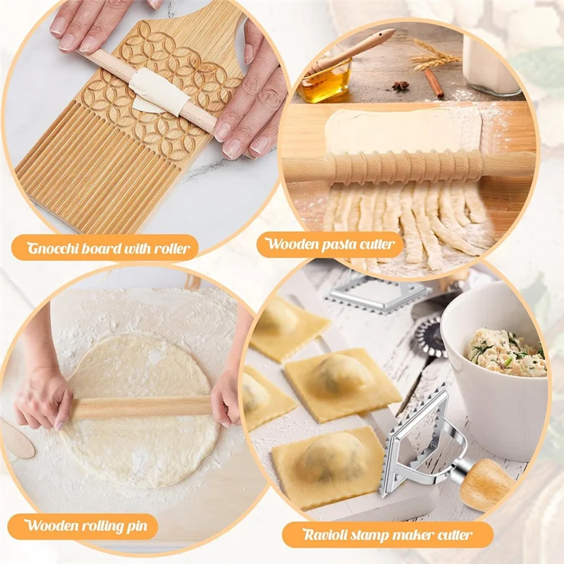 Инструменты для изготовления макаронных изделий Gnocchi из 7 предметов, деревянная доска для макарон со штампом для равиоли и набором скалки, для домашней пасты
Инструменты для изготовления макаронных изделий Gnocchi из 7 предметов, деревянная доска для макарон со штампом для равиоли и набором скалки, для домашней пасты