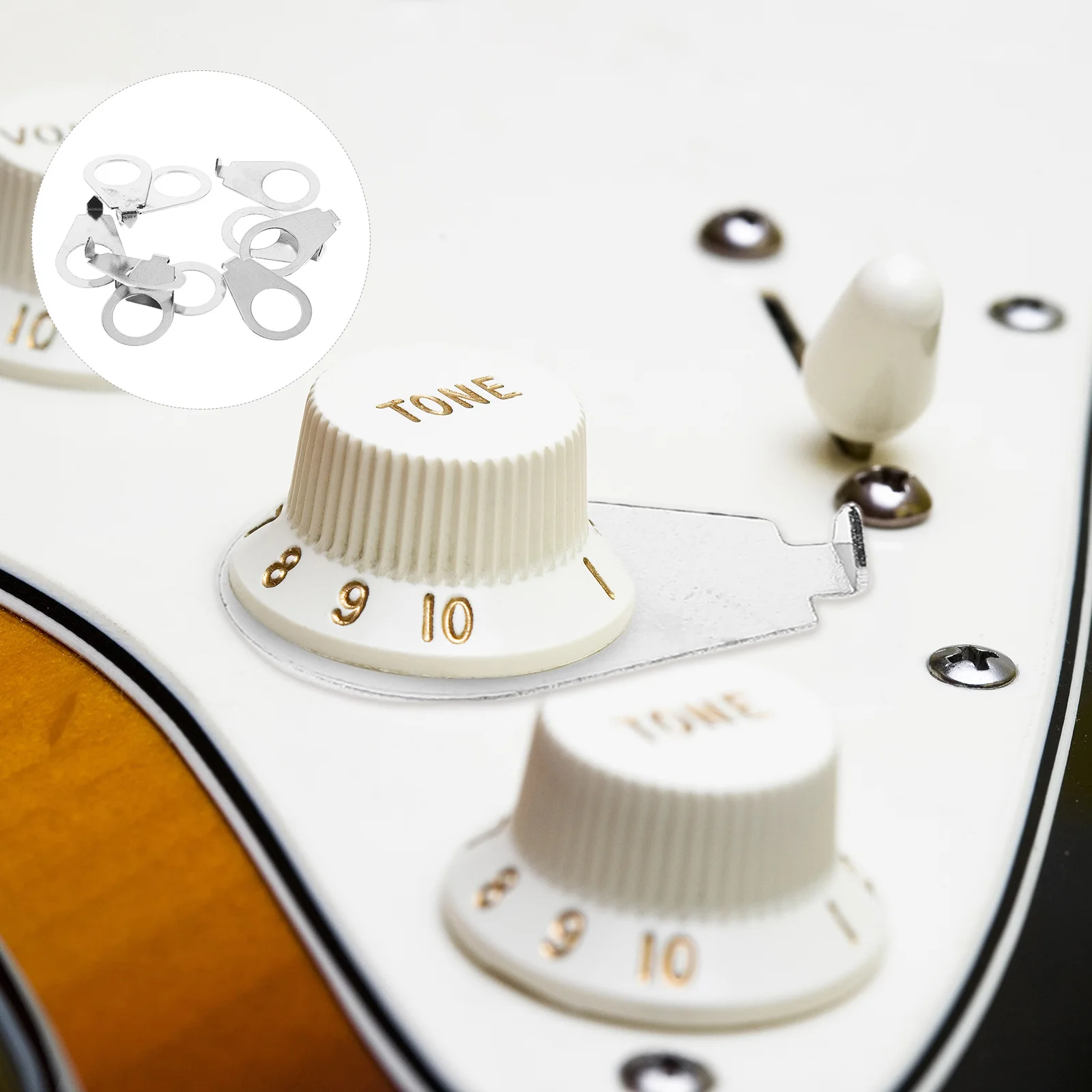 10 Pcs Guitar Knob Indicator Board Metal Potentiometer Volume Tune Cover Parts Gasket Mini Electric Silver Stacked Knobs
10 Pcs Guitar Knob Indicator Board Metal Potentiometer Volume Tune Cover Parts Gasket Mini Electric Silver Stacked Knobs