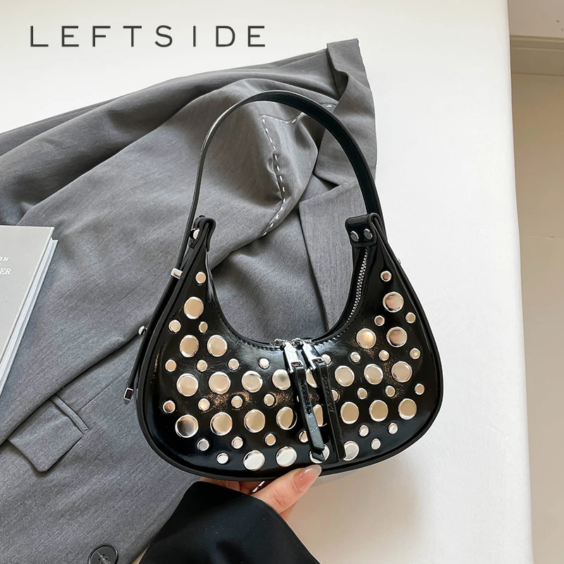 LEFTSIDE PU Leather Rivets Small Underarm Bags Lady Shoulder Bag for Women 2025 New Fashion Retro Saddle Handbags and Purses
LEFTSIDE PU Leather Rivets Small Underarm Bags Lady Shoulder Bag for Women 2025 New Fashion Retro Saddle Handbags and Purses